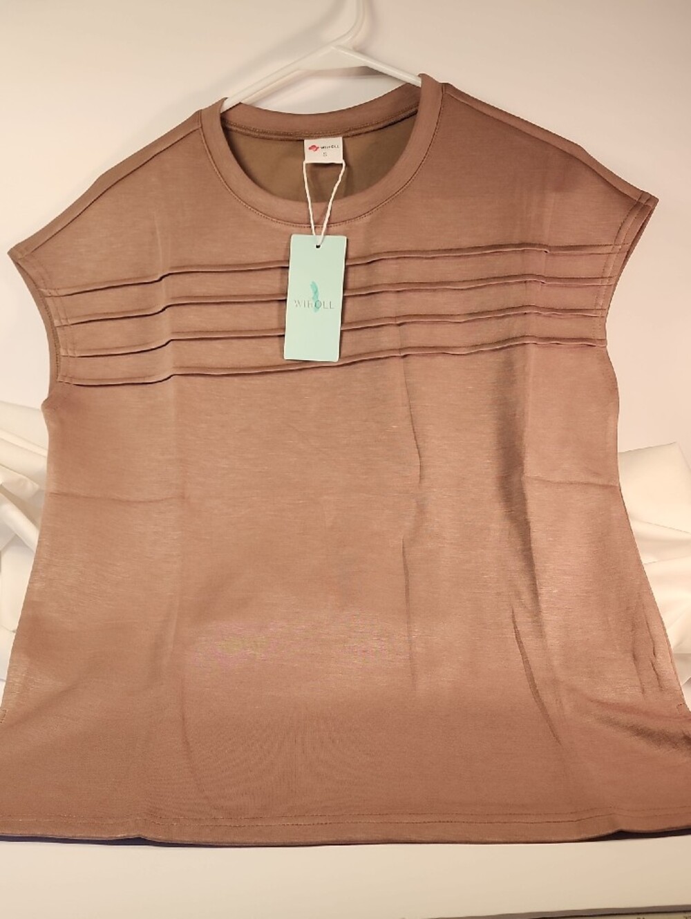 WIHOLL Mocha Brown Ribbed Detail Casual Lounge Set In Small - Picture 4 of 8